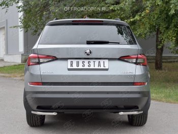 13 849 р. Защита заднего бампера (Ø42 мм, уголки, нержавейка) SLITKOFF Skoda Kodiaq NU7 дорестайлинг (2017-2021)  с доставкой в г. Пермь. Увеличить фотографию 4