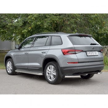 16 349 р. Защита заднего бампера (Ø63 мм уголки, нержавейка) SLITKOFF Skoda Kodiaq NU7 дорестайлинг (2017-2021)  с доставкой в г. Пермь. Увеличить фотографию 2