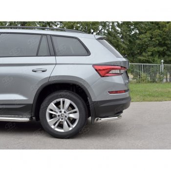 16 349 р. Защита заднего бампера (Ø63 мм уголки, нержавейка) SLITKOFF Skoda Kodiaq NU7 дорестайлинг (2017-2021)  с доставкой в г. Пермь. Увеличить фотографию 3