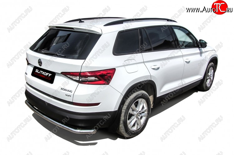 11 649 р. Защита заднего бампера Slitkoff (Ø 57 мм, с гибами)  Skoda Kodiaq  NU7 (2017-2021) дорестайлинг (Нержавеющая сталь)  с доставкой в г. Пермь