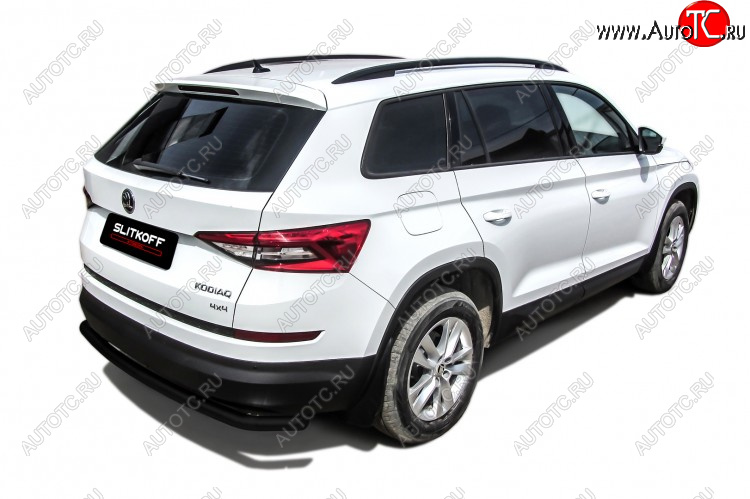 7 999 р. Защита заднего бампера Slitkoff (Ø 57 мм, с гибами)  Skoda Kodiaq  NU7 (2017-2021) дорестайлинг (Сталь с полимерным покрытием. Цвет: черный)  с доставкой в г. Пермь