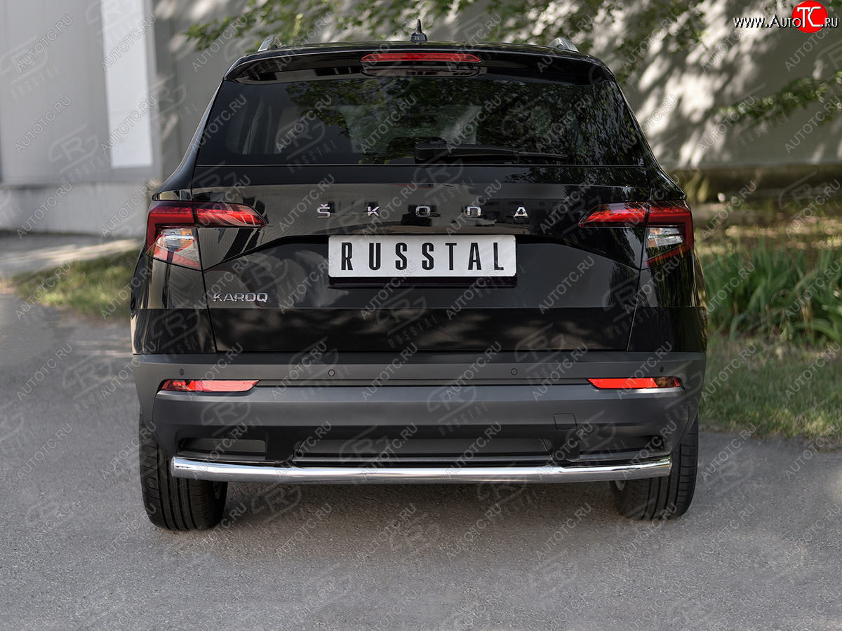 15 249 р. Защита заднего бампера (Ø63 мм, нержавейка) SLITKOFF  Skoda Kodiaq  NU7 (2017-2021) дорестайлинг  с доставкой в г. Пермь