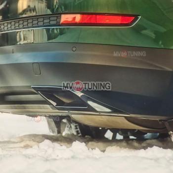 5 399 р. Имитация насадок глушителя MV-Tuning  Skoda Kodiaq  NU7 (2017-2021) дорестайлинг (BLACK (чёрный глянец))  с доставкой в г. Пермь. Увеличить фотографию 4