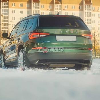 5 399 р. Имитация насадок глушителя MV-Tuning  Skoda Kodiaq  NU7 (2017-2021) дорестайлинг (SPACE GRAY (серый глянец))  с доставкой в г. Пермь. Увеличить фотографию 4