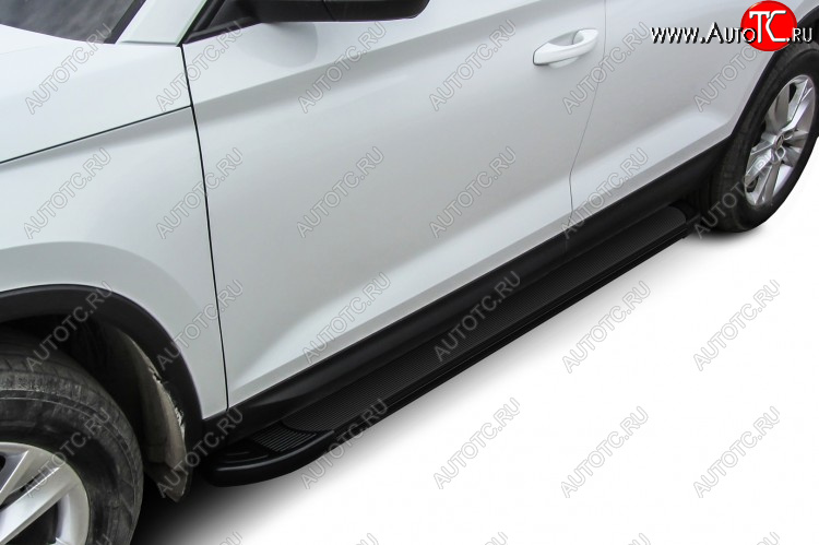13 349 р. Пороги алюминиевые Slitkoff  Skoda Kodiaq  NU7 (2017-2021) дорестайлинг (Optima Black )  с доставкой в г. Пермь
