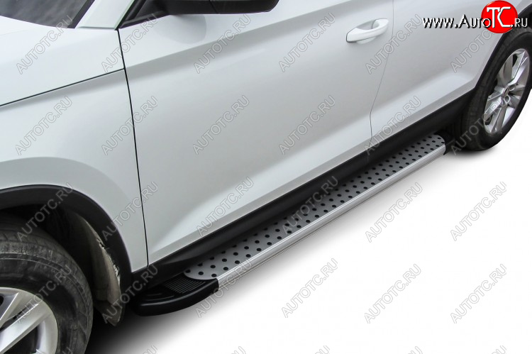17 399 р. Пороги алюминиевые Slitkoff  Skoda Kodiaq  NU7 (2017-2021) дорестайлинг (Standart Silver)  с доставкой в г. Пермь