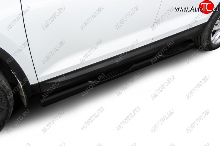 12 999 р. Защита порогов Slitkoff (Ø 76 мм, с проступями)  Skoda Kodiaq  NU7 (2017-2021) дорестайлинг (Сталь с полимерным покрытием. Цвет: черный)  с доставкой в г. Пермь