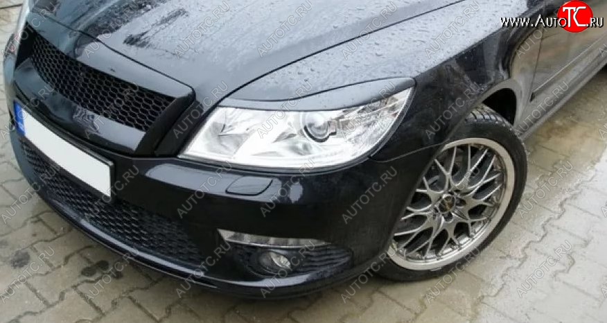 1 149 р. Реснички на фары Tuning-Sport Skoda Octavia A5 рестайлинг универсал (2008-2013) (Неокрашенные)  с доставкой в г. Пермь
