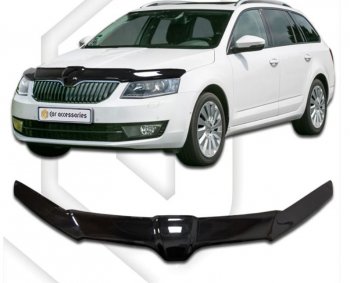 Дефлектор капота CA-Plastiс exclusive Skoda Octavia  A7 (2012-2017) дорестайлинг лифтбэк, дорестайлинг универсал