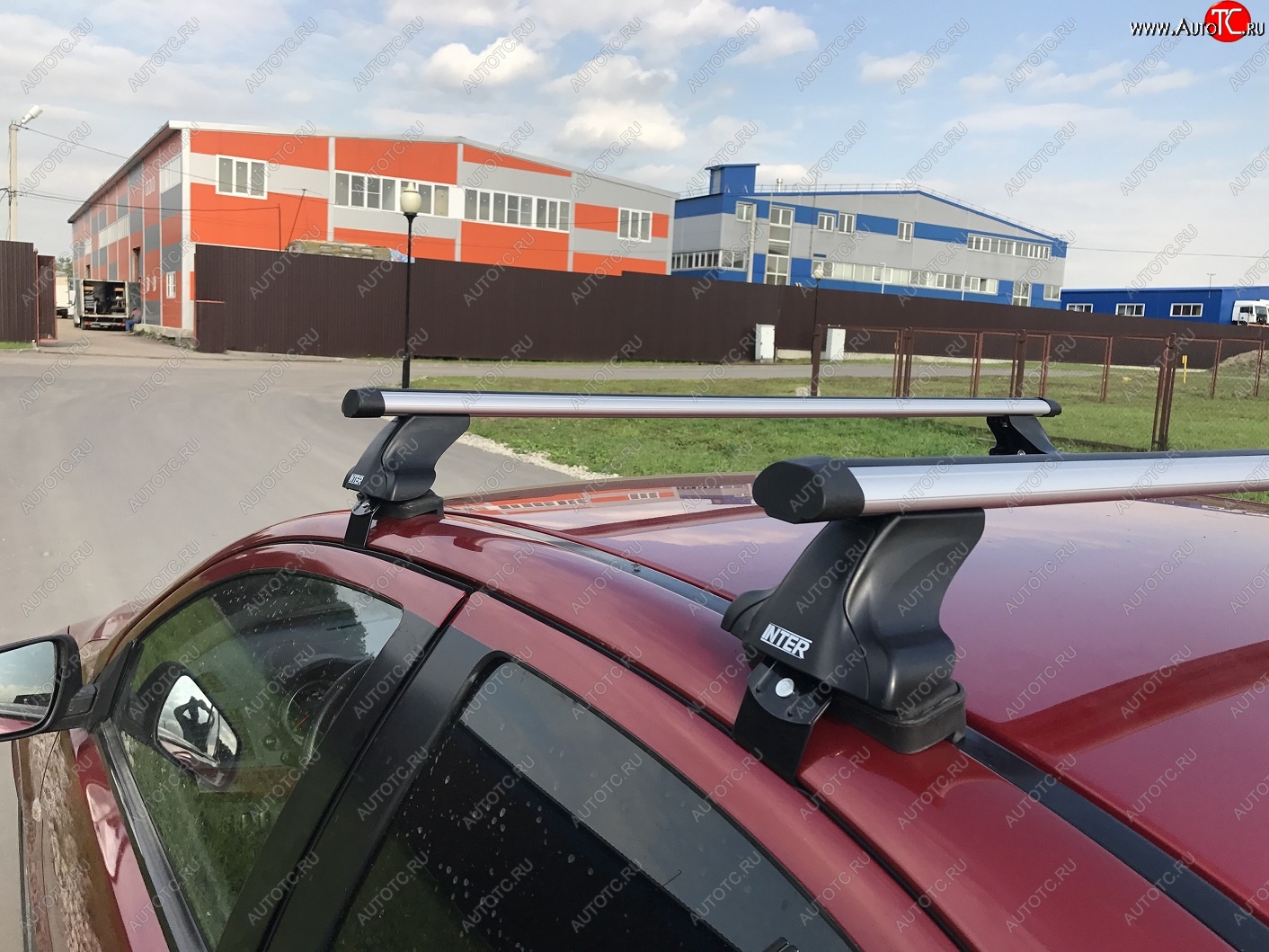 4 799 р. Багажник на крышу Inter  Skoda Octavia  A7 (2012-2020) дорестайлинг лифтбэк, рестайлинг лифтбэк (Алюминиевые поперечины Аэро, 120 см)  с доставкой в г. Пермь