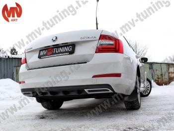2 399 р. Накладка бампера (диффузор) MV-Tuning  Skoda Octavia  A7 (2012-2020) дорестайлинг лифтбэк, рестайлинг лифтбэк (Глянец, Неокрашенная)  с доставкой в г. Пермь. Увеличить фотографию 2