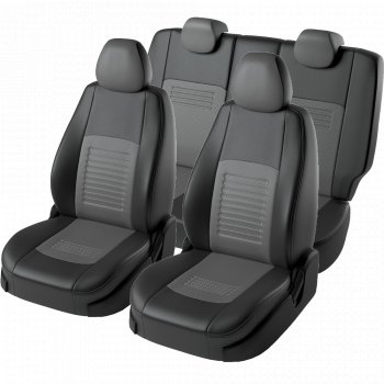 9 449 р. Чехлы для сидений (экокожа, РЗСиС, 2 П) Lord Autofashion Турин Skoda Octavia Tour A4 1U5 универсал дорестайлинг (1996-2000) (Черный, вставка серая)  с доставкой в г. Пермь. Увеличить фотографию 2