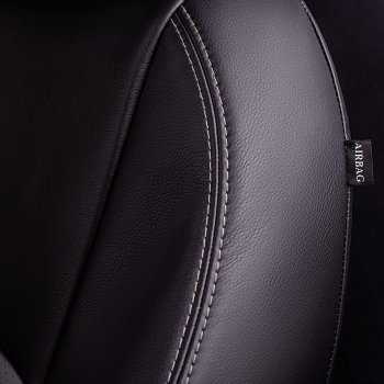 9 449 р. Чехлы для сидений (экокожа, РЗСиС, 2 П) Lord Autofashion Турин Skoda Octavia Tour A4 1U5 универсал дорестайлинг (1996-2000) (Черный, вставка серая)  с доставкой в г. Пермь. Увеличить фотографию 5