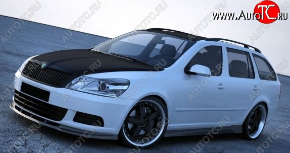 4 899 р. Накладка на передний бампер CT v4 Skoda Octavia A5 рестайлинг универсал (2008-2013) (Неокрашенная)  с доставкой в г. Пермь