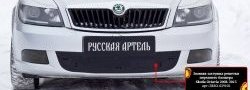 1 099 р. Зимняя заглушка решетки переднего бампера РА  Skoda Octavia  A5 (2008-2013) лифтбэк рестайлинг, рестайлинг универсал  с доставкой в г. Пермь. Увеличить фотографию 2