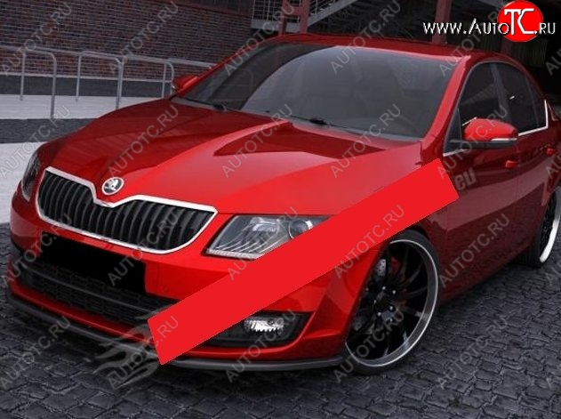 5 649 р. Накладка на передний бампер СТ Skoda Octavia A7 дорестайлинг универсал (2012-2017) (Неокрашенная)  с доставкой в г. Пермь