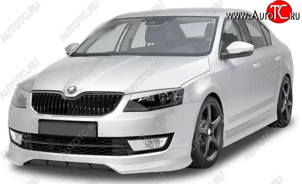 5 999 р. Накладка на передний бампер CT Skoda Octavia A7 дорестайлинг универсал (2012-2017) (Неокрашенная)  с доставкой в г. Пермь