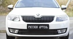 1 039 р. Зимняя заглушка решетки переднего бампера РА Skoda Octavia A7 дорестайлинг универсал (2012-2017)  с доставкой в г. Пермь. Увеличить фотографию 2