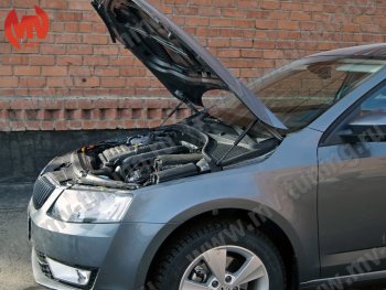 4 099 р. Упор капота MV-Tuning (двойной) Skoda Octavia A7 дорестайлинг универсал (2012-2017)  с доставкой в г. Пермь. Увеличить фотографию 6