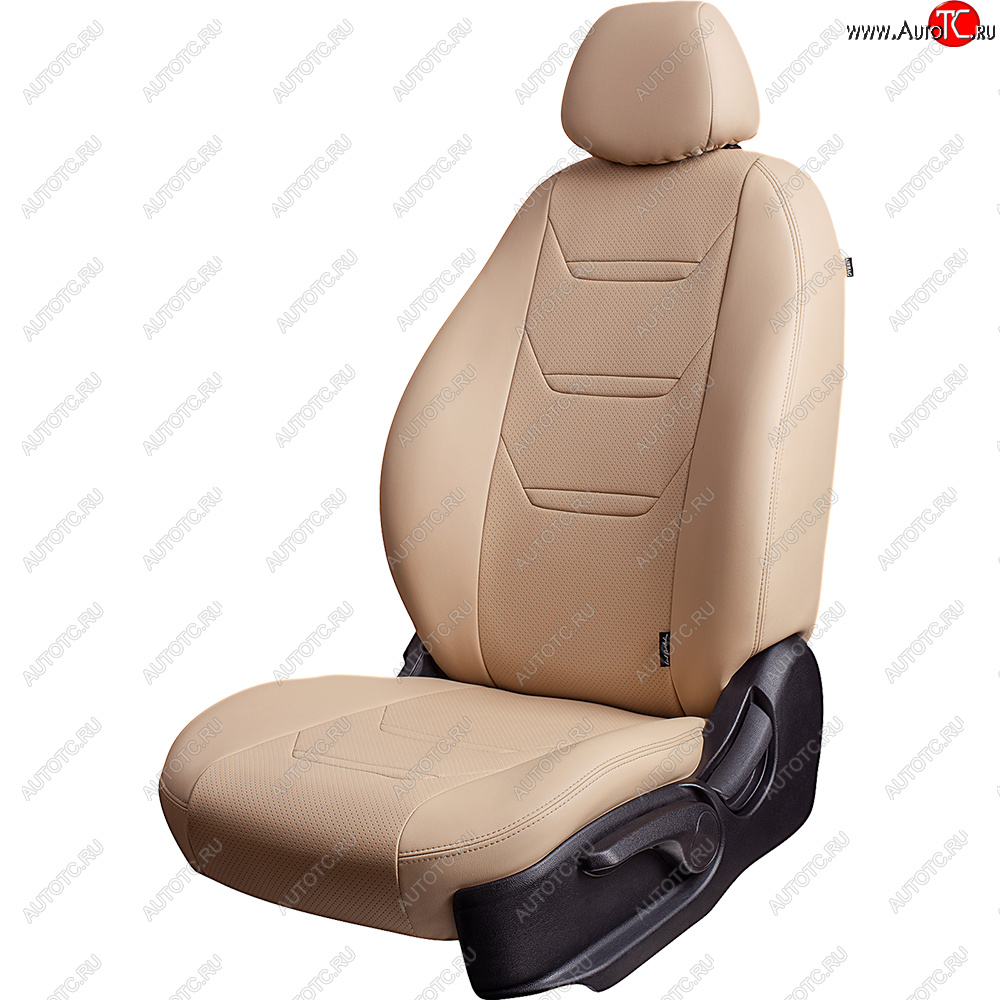 10 299 р. Чехлы для сидений (комплектация Ambition без подлокот-ка) Lord Autofashion Турин 2 (экокожа)  Skoda Octavia  A7 (2012-2020) дорестайлинг лифтбэк, дорестайлинг универсал, рестайлинг лифтбэк, рестайлинг универсал (Бежевый/Бежевый/Бежевый/Бежевый)  с доставкой в г. Пермь