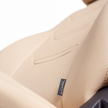 10 299 р. Чехлы для сидений (комплектация Ambition без подлокот-ка) Lord Autofashion Турин 2 (экокожа)  Skoda Octavia  A7 (2012-2020) дорестайлинг лифтбэк, дорестайлинг универсал, рестайлинг лифтбэк, рестайлинг универсал (Бежевый/Бежевый/Бежевый/Бежевый)  с доставкой в г. Пермь. Увеличить фотографию 5