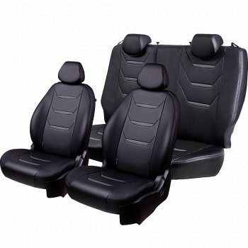 26 649 р. Чехлы для сидений (комплектация Ambition без подлокот-ка) Lord Autofashion Турин 2 (экокожа)  Skoda Octavia  A7 (2012-2020) дорестайлинг лифтбэк, дорестайлинг универсал, рестайлинг лифтбэк, рестайлинг универсал (Серый/Серый/Чёрный/Чёрный)  с доставкой в г. Пермь. Увеличить фотографию 2