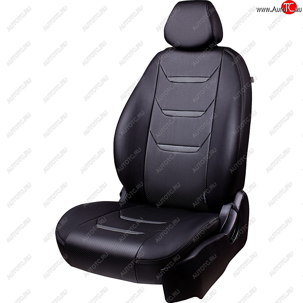 26 649 р. Чехлы для сидений (комплектация Ambition без подлокот-ка) Lord Autofashion Турин 2 (экокожа)  Skoda Octavia  A7 (2012-2020) дорестайлинг лифтбэк, дорестайлинг универсал, рестайлинг лифтбэк, рестайлинг универсал (Серый/Серый/Чёрный/Чёрный)  с доставкой в г. Пермь