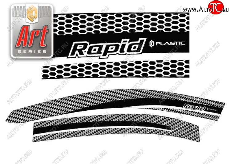 2 159 р. Дефлектора окон CA-Plastic  Skoda Rapid  NH3 (2012-2017) дорестайлинг лифтбэк (Серия Art черная, Без хром.молдинга)  с доставкой в г. Пермь