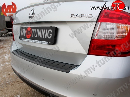 1 199 р. Накладка защитная на задний бампер Style Skoda Rapid NH3 дорестайлинг лифтбэк (2012-2017) (Глянец)  с доставкой в г. Пермь