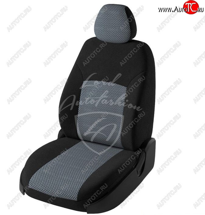 7 849 р. Чехлы для сидений (Active) Lord Autofashion Дублин (жаккард, цельная спинка)  Skoda Rapid ( NH3,  NH1) (2012-2020) дорестайлинг лифтбэк, хэтчбэк дорестайлинг, хэтчбэк рестайлинг, рестайлинг лифтбэк (Черный, вставка Стежок серый)  с доставкой в г. Пермь