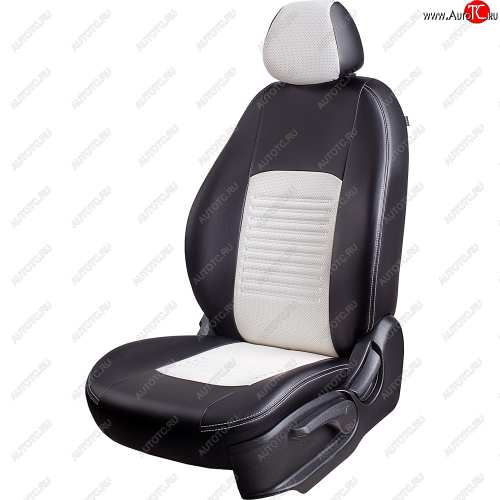 10 849 р. Чехлы для сидений Lord Autofashion Турин (экокожа, спинка 40/60, подлокотник, 3 Г-образных подголовника)  Skoda Rapid ( NH3,  NH1) (2012-2020), Volkswagen Polo  Mk6 (2020-2022) (Черный, вставка белая)  с доставкой в г. Пермь
