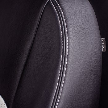 10 849 р. Чехлы для сидений Lord Autofashion Турин (экокожа, спинка 40/60, подлокотник, 3 Г-образных подголовника)  Skoda Rapid ( NH3,  NH1) (2012-2020), Volkswagen Polo  Mk6 (2020-2022) (Черный, вставка белая)  с доставкой в г. Пермь. Увеличить фотографию 4