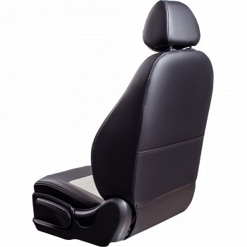 10 849 р. Чехлы для сидений Lord Autofashion Турин (экокожа, спинка 40/60, подлокотник, 3 Г-образных подголовника)  Skoda Rapid ( NH3,  NH1) (2012-2020), Volkswagen Polo  Mk6 (2020-2022) (Черный, вставка белая)  с доставкой в г. Пермь. Увеличить фотографию 3