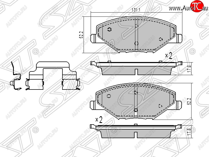 919 р. Колодки тормозные SAT (передние) Skoda Rapid NH1 хэтчбэк дорестайлинг (2012-2017)  с доставкой в г. Пермь