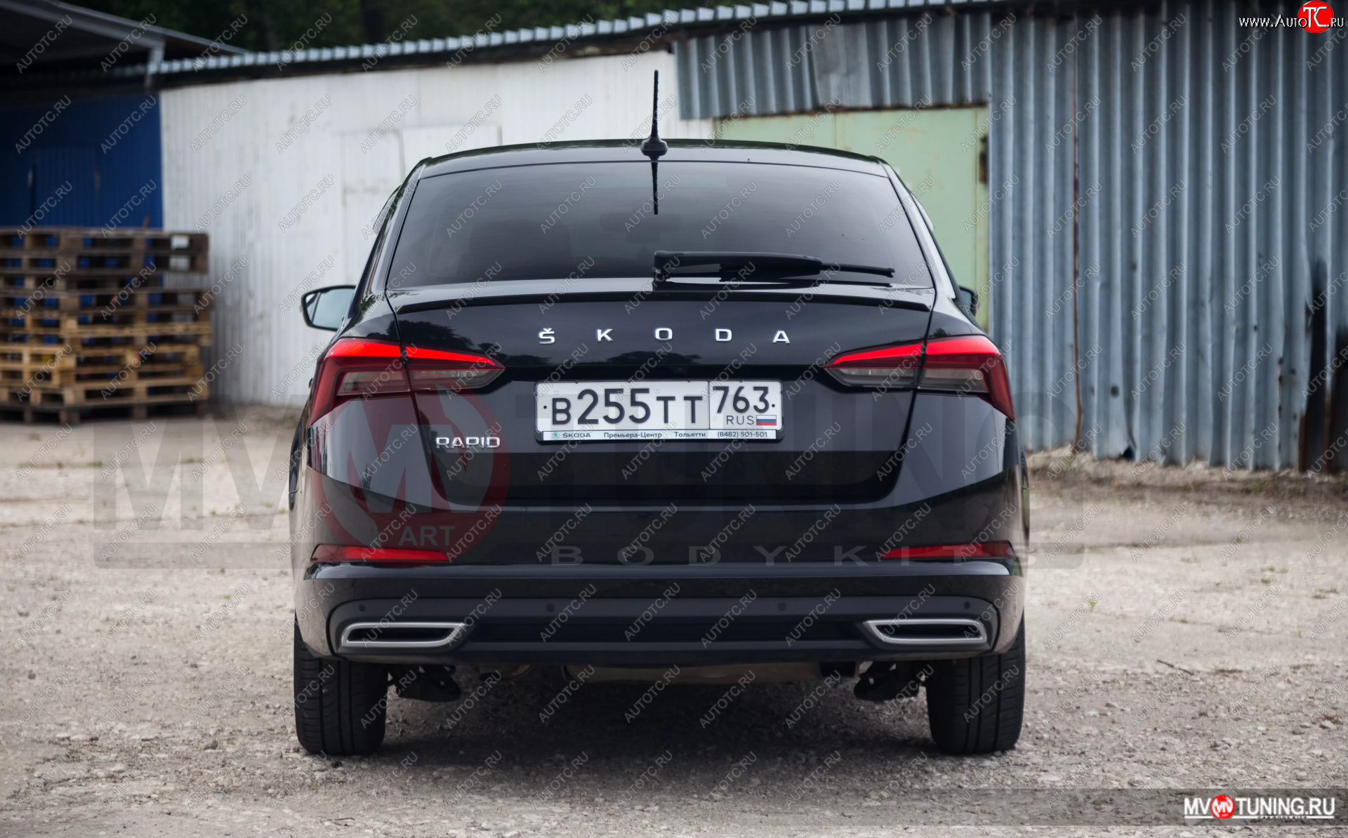 4 199 р. Имитация насадок глушителя RS Style MV-Tuning  Skoda Rapid  MK2 (2019-2025) (SILVER (серебро))  с доставкой в г. Пермь