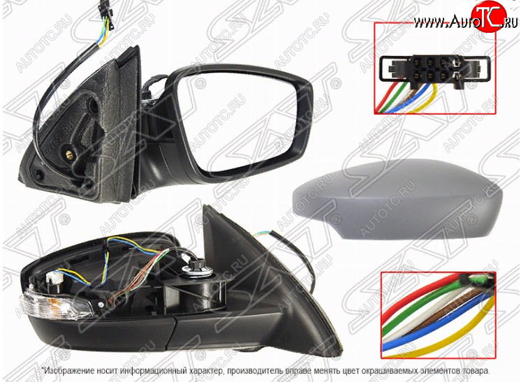 2 799 р. Правое зекрало SAT (поворот, регулировка, обогрев, 6 контактов) Volkswagen Polo Mk6 лифтбек (2020-2022) (неокрашенное)  с доставкой в г. Пермь