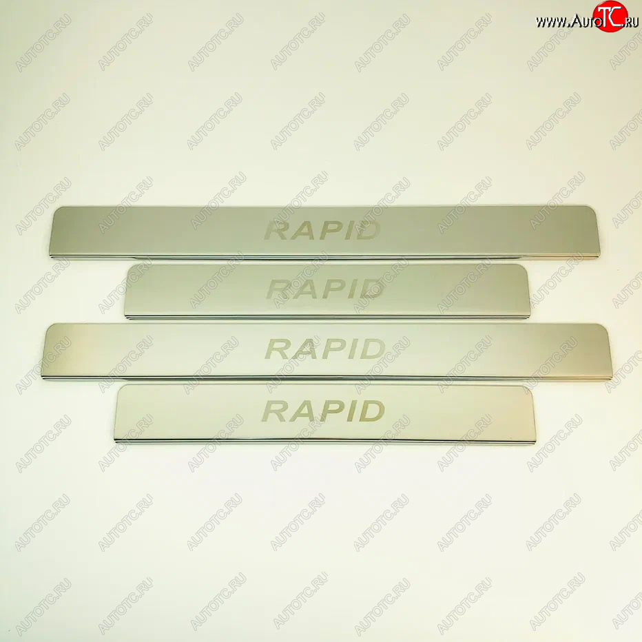 2 179 р. Накладки порожков салона INOX Skoda Rapid MK2 (2019-2025) (Нержавеющая сталь)  с доставкой в г. Пермь
