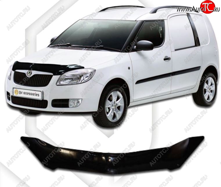 1 389 р. Дефлектор капота CA-Plastic Skoda Roomster 5J дорестайлинг (2006-2010) (Classic черный, Без надписи)  с доставкой в г. Пермь