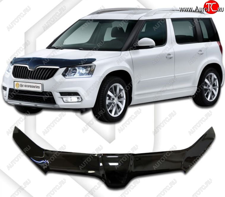 2 599 р. Дефлектор капота CA-Plastiс exclusive  Skoda Yeti (2013-2018) (Classic черный, Без надписи)  с доставкой в г. Пермь