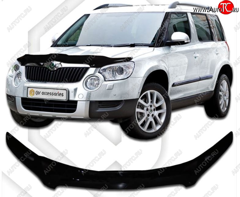 2 159 р. Дефлектор капота CA-Plastic Skoda Yeti (2009-2013) (серия Classic черный, Без надписи)  с доставкой в г. Пермь