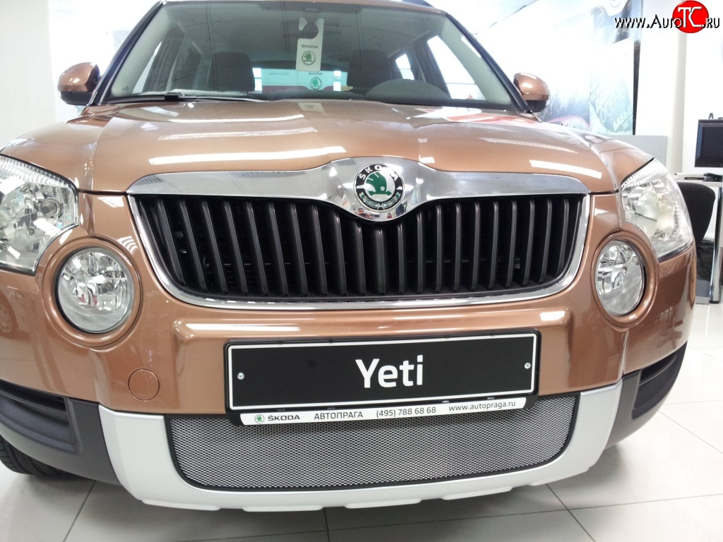 2 199 р. Сетка на бампер Russtal (хром) Skoda Yeti (2009-2013)  с доставкой в г. Пермь