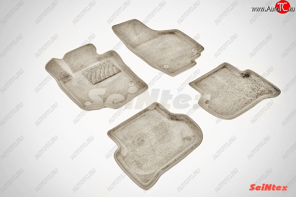 7 649 р. Износостойкие коврики в салон SeiNtex Premium 3D 4 шт. (ворсовые, бежевые) Skoda Yeti (2009-2013)  с доставкой в г. Пермь