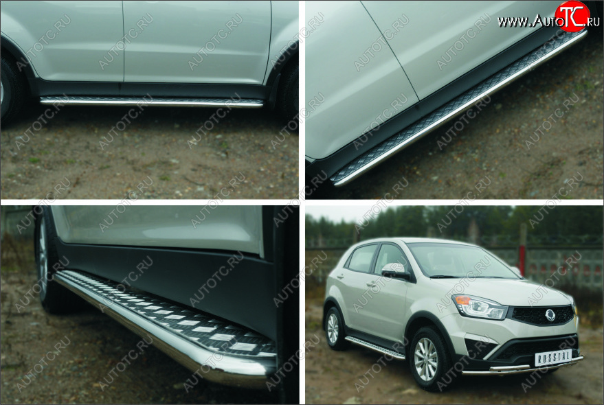22 999 р. Пороги SLITKOFF d42 с листом SSANGYONG Actyon рестайлинг (2013-2021) (лист алюминий, труба сталь)  с доставкой в г. Пермь