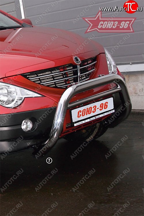 17 729 р. Защита переднего бампера Souz-96 (d76) SSANGYONG Actyon Sport (2006-2011)  с доставкой в г. Пермь