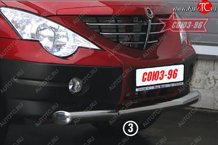 11 924 р. Защита переднего бампера одинарная Souz-96 (d76) SSANGYONG Actyon Sport (2006-2011)  с доставкой в г. Пермь