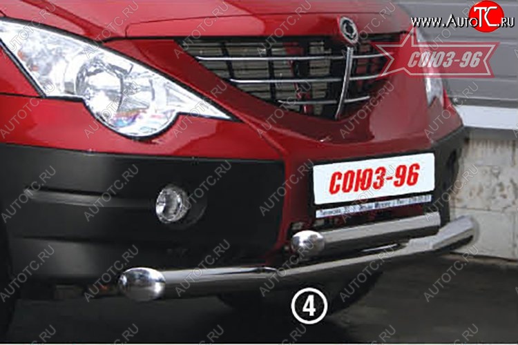 18 314 р. Защита переднего бампера двойная Souz-96 (d76/60) SSANGYONG Actyon Sport (2006-2011)  с доставкой в г. Пермь