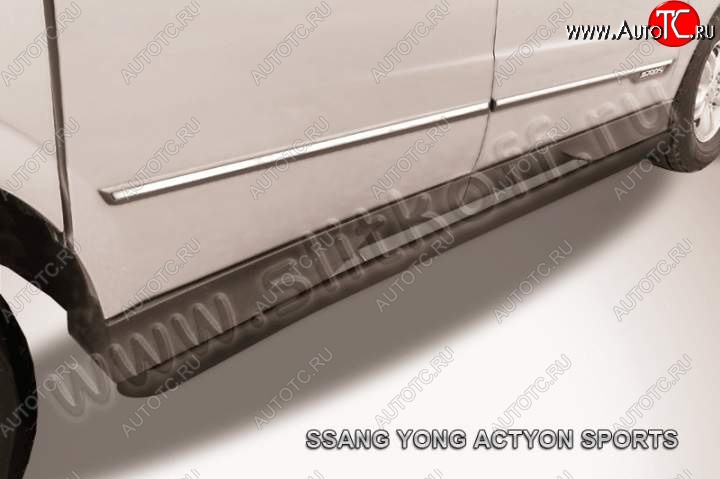 10 199 р. Защита порогов Slitkoff SSANGYONG Actyon Sport (2012-2025) (Цвет: серебристый)  с доставкой в г. Пермь