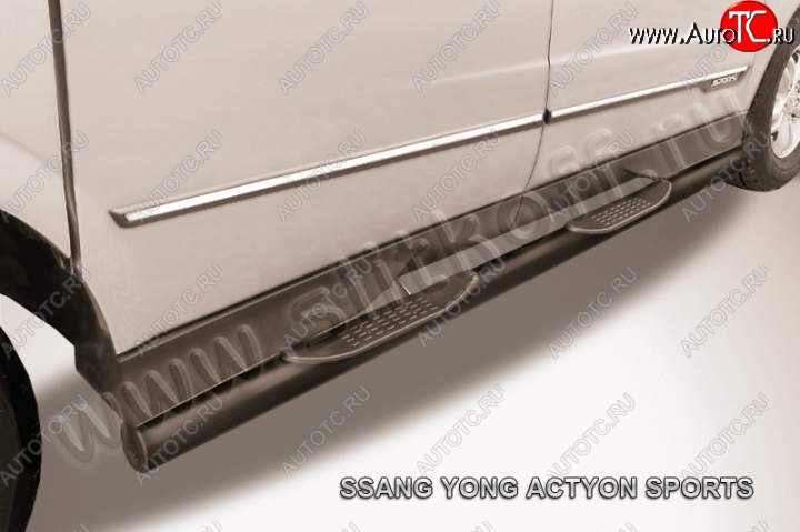 11 999 р. Защита порогов Slitkoff SSANGYONG Actyon Sport (2012-2025) (Цвет: серебристый)  с доставкой в г. Пермь