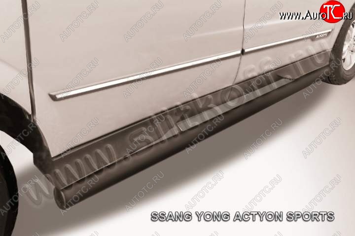 10 349 р. Защита порогов Slitkoff SSANGYONG Actyon Sport (2012-2025) (Цвет: серебристый)  с доставкой в г. Пермь