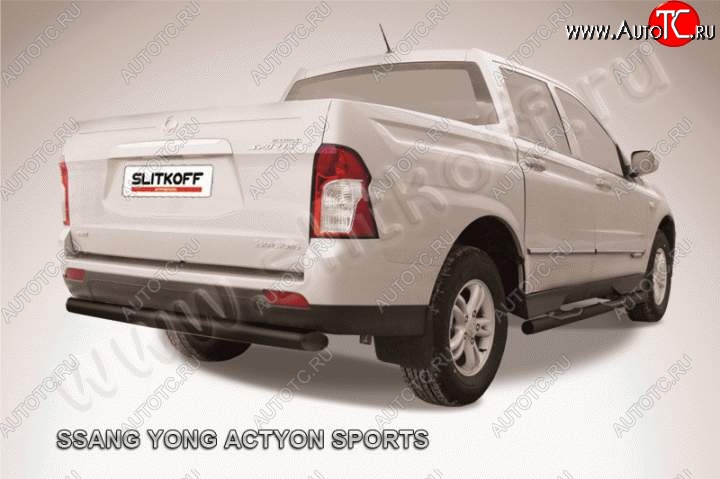 6 949 р. Защита задняя Slitkoff  SSANGYONG Actyon Sport (2012-2025) (Цвет: серебристый)  с доставкой в г. Пермь
